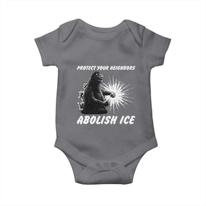 Protect Your Neighbors Abolish Ice Baby Onesie Monster Resitance Protest Graphic TS02 Charcoal Print Your Wear