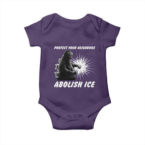 Protect Your Neighbors Abolish Ice Baby Onesie Monster Resitance Protest Graphic TS02 Purple Print Your Wear