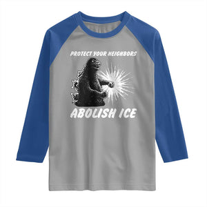 Protect Your Neighbors Abolish Ice Raglan Shirt Monster Resitance Protest Graphic TS02 Sport Gray Royal Print Your Wear