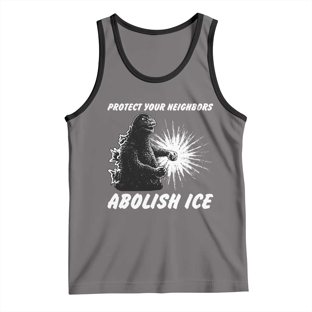 Protect Your Neighbors Abolish Ice Tank Top Monster Resitance Protest Graphic TS02 Deep Heather Black Print Your Wear