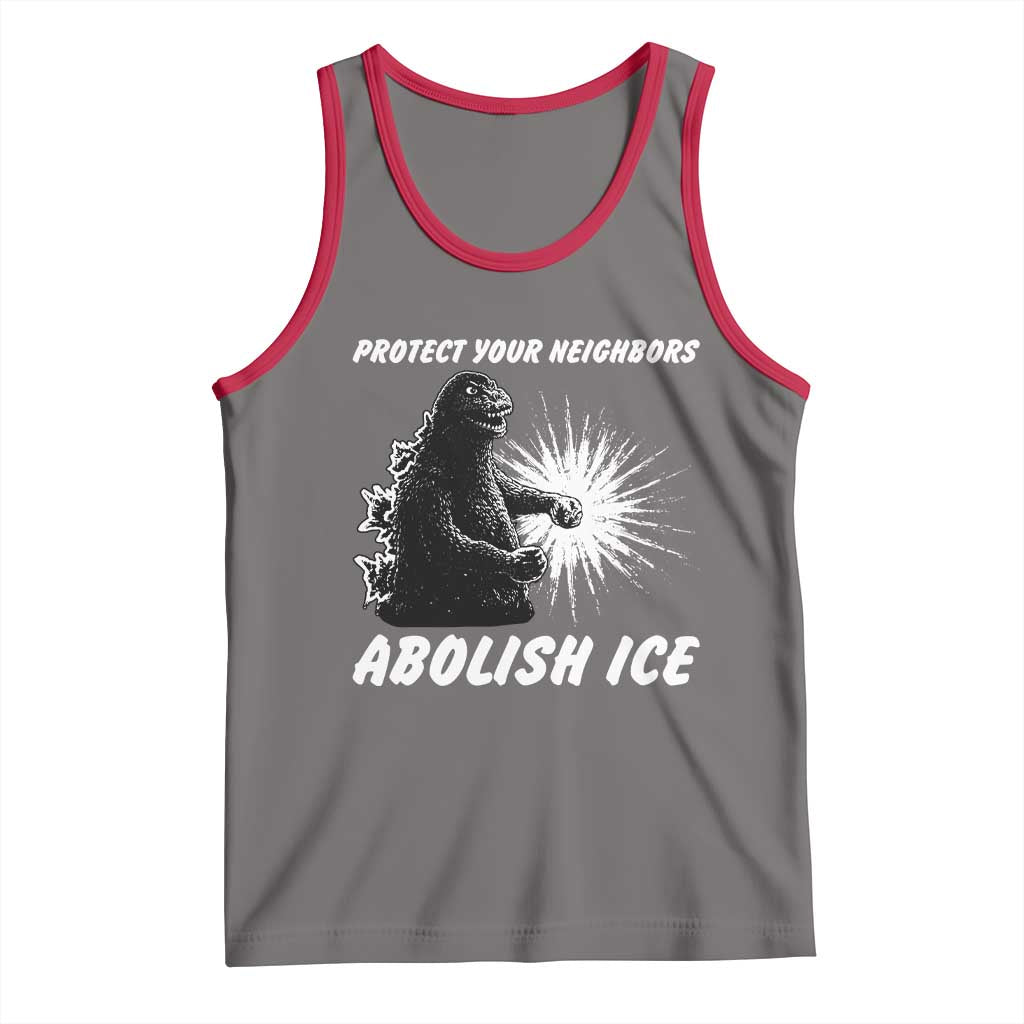 Protect Your Neighbors Abolish Ice Tank Top Monster Resitance Protest Graphic TS02 Deep Heather Red Print Your Wear