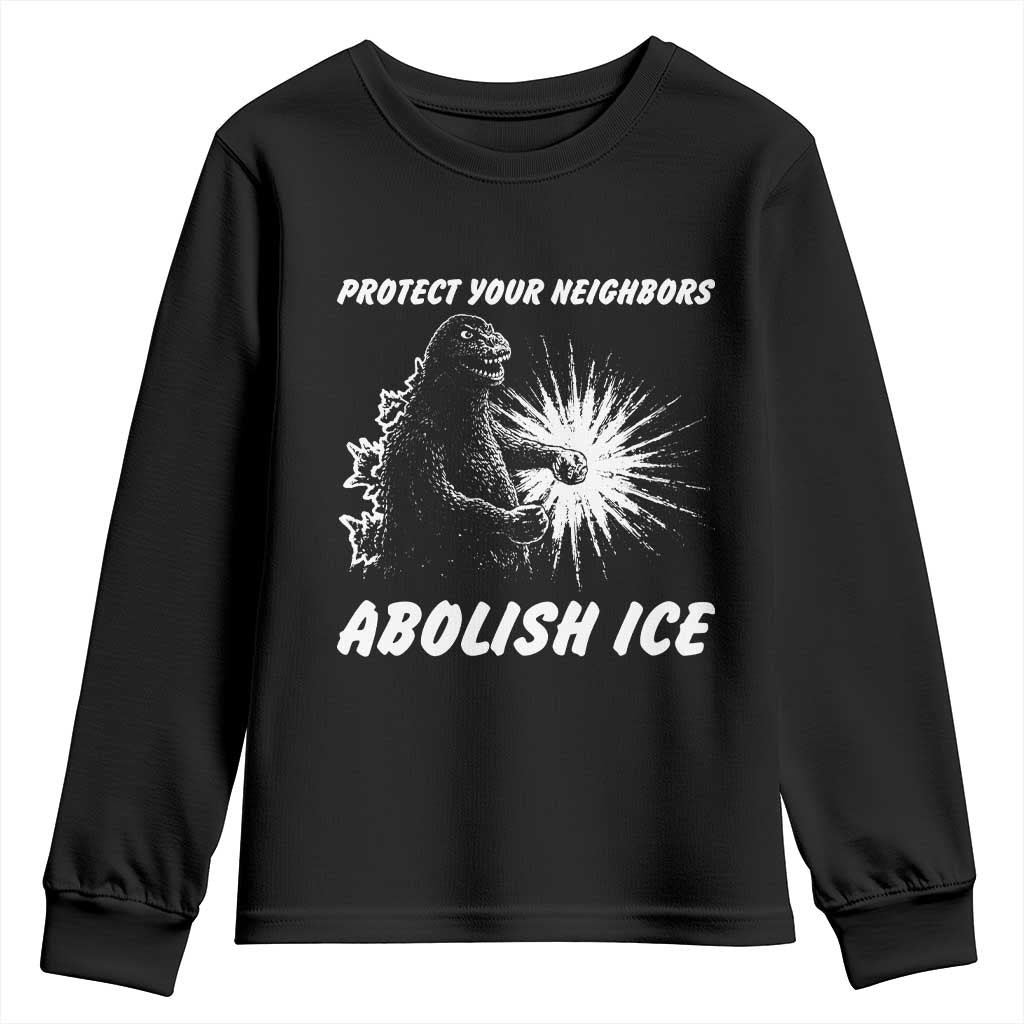Protect Your Neighbors Abolish Ice Youth Sweatshirt Monster Resitance Protest Graphic TS02 Black Print Your Wear