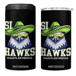 Funny Si Hawks in Mexican Sombrero 4 in 1 Can Cooler Tumbler Seattle Skyline Pride Mazatlan Mexico Vacation Green and Blue TS02 One Size: 16 oz Black Print Your Wear