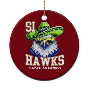 Funny Si Hawks in Mexican Sombrero Ceramic Ornament Seattle Skyline Pride Mazatlan Mexico Vacation Green and Blue TS02 1pc Red Print Your Wear