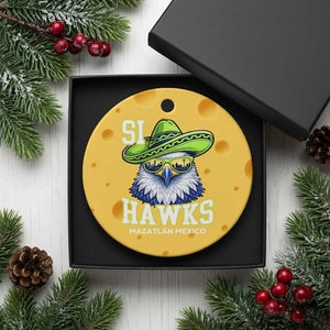 Funny Si Hawks in Mexican Sombrero Ceramic Ornament Seattle Skyline Pride Mazatlan Mexico Vacation Green and Blue TS02 1pc Yellow Cheese Print Your Wear