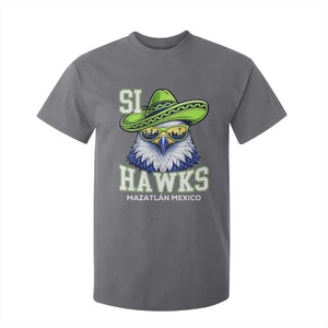 Funny Si Hawks in Mexican Sombrero T Shirt For Kid Seattle Skyline Pride Mazatlan Mexico Vacation Green and Blue TS02 Charcoal Print Your Wear