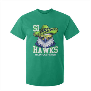 Funny Si Hawks in Mexican Sombrero T Shirt For Kid Seattle Skyline Pride Mazatlan Mexico Vacation Green and Blue TS02 Irish Green Print Your Wear