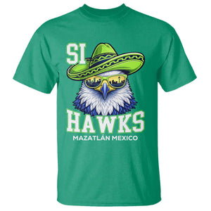 Funny Si Hawks in Mexican Sombrero T Shirt Seattle Skyline Pride Mazatlan Mexico Vacation Green and Blue TS02 Irish Green Print Your Wear