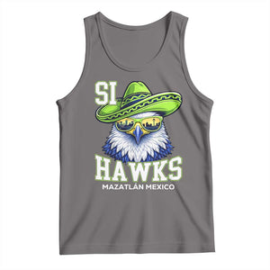 Funny Si Hawks in Mexican Sombrero Tank Top Seattle Skyline Pride Mazatlan Mexico Vacation Green and Blue TS02 Deep Heather Print Your Wear