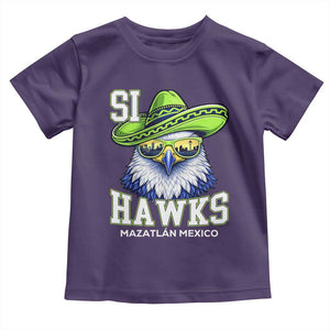 Funny Si Hawks in Mexican Sombrero Toddler T Shirt Seattle Skyline Pride Mazatlan Mexico Vacation Green and Blue TS02 Purple Print Your Wear