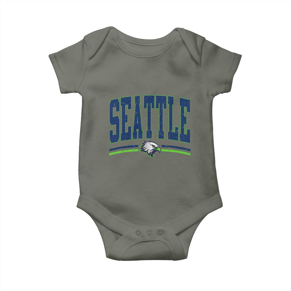 Seattle City Pride Baby Onesie Vintage Game Day Sports Fan Style TS02 Military Green Print Your Wear