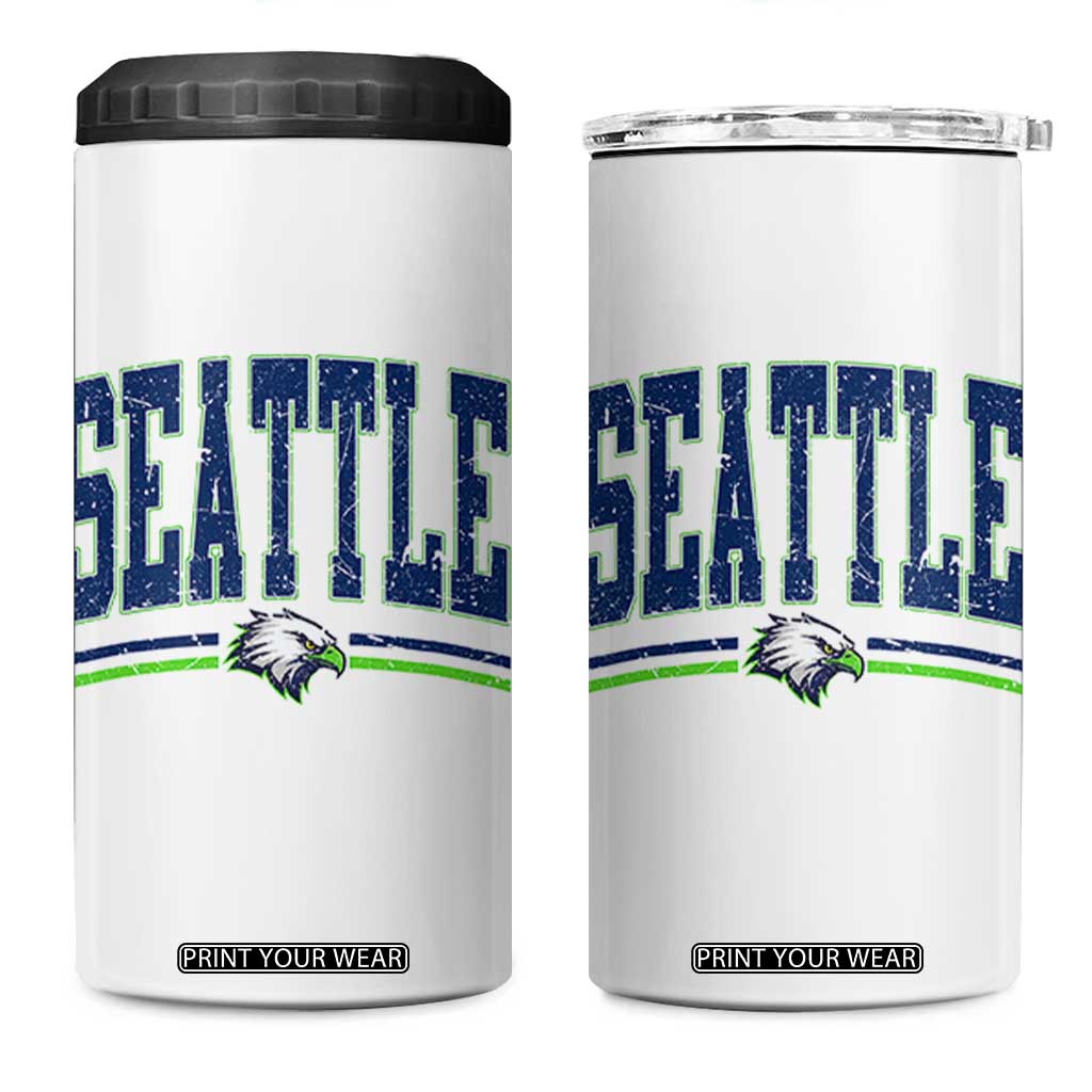 Seattle City Pride 4 in 1 Can Cooler Tumbler Vintage Game Day Sports Fan Style TS02 One Size: 16 oz White Print Your Wear
