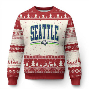 Seattle City Pride Ugly Christmas Sweater Vintage Game Day Sports Fan Style TS02 Beige Red Print Your Wear