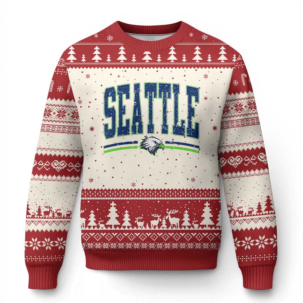 Seattle City Pride Ugly Christmas Sweater Vintage Game Day Sports Fan Style TS02 Beige Red Print Your Wear
