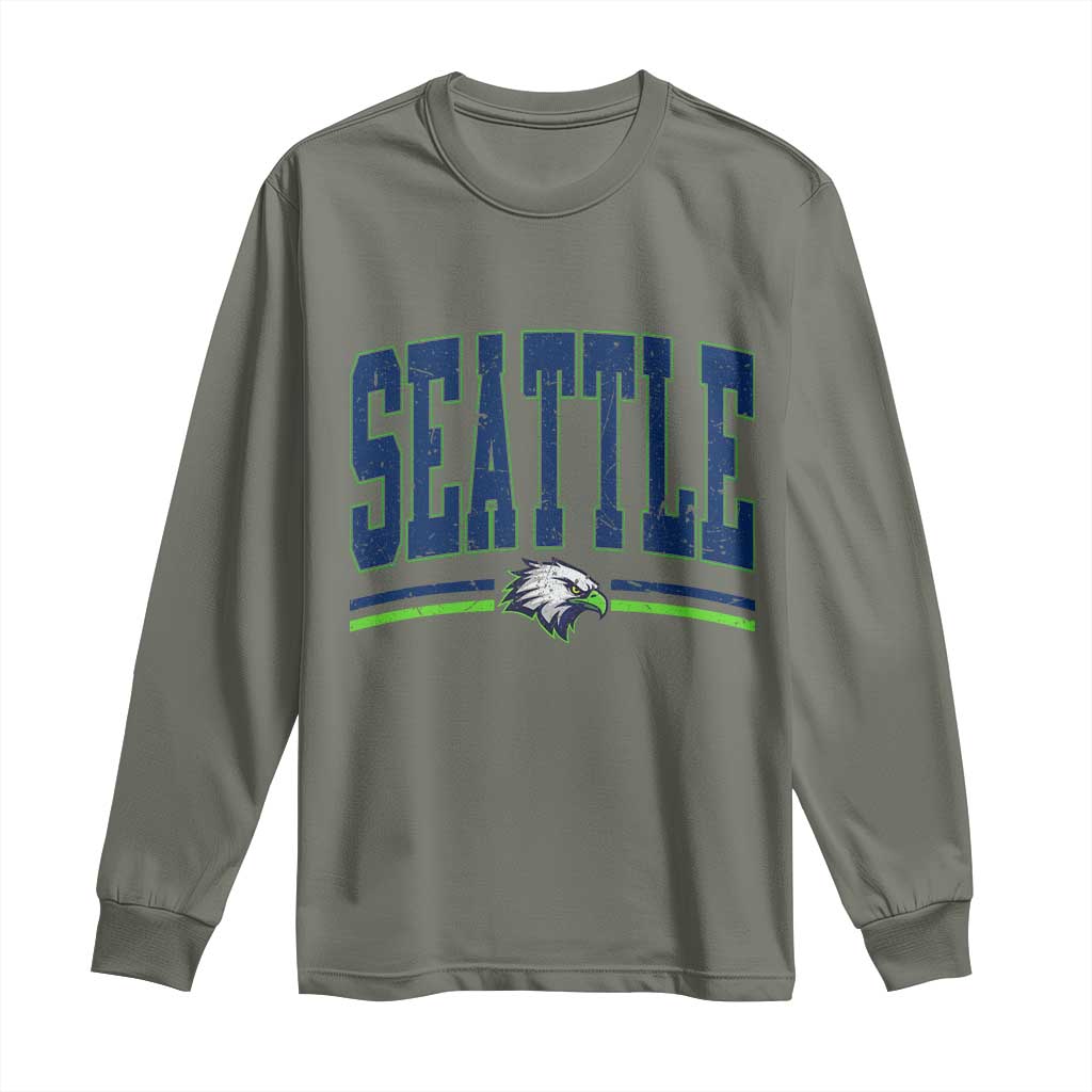 Seattle City Pride Long Sleeve Shirt Vintage Game Day Sports Fan Style TS02 Military Green Print Your Wear