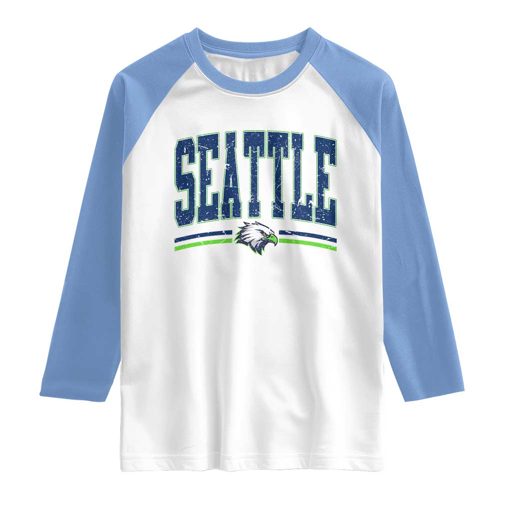 Seattle City Pride Raglan Shirt Vintage Game Day Sports Fan Style TS02 White Carolina Blue Print Your Wear