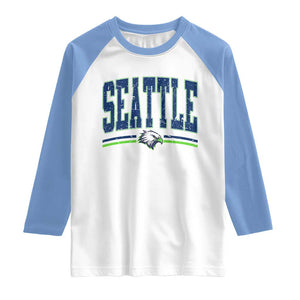 Seattle City Pride Raglan Shirt Vintage Game Day Sports Fan Style TS02 White Carolina Blue Print Your Wear