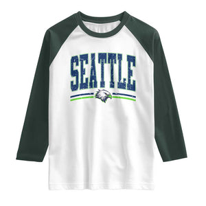Seattle City Pride Raglan Shirt Vintage Game Day Sports Fan Style TS02 White Dark Forest Green Print Your Wear