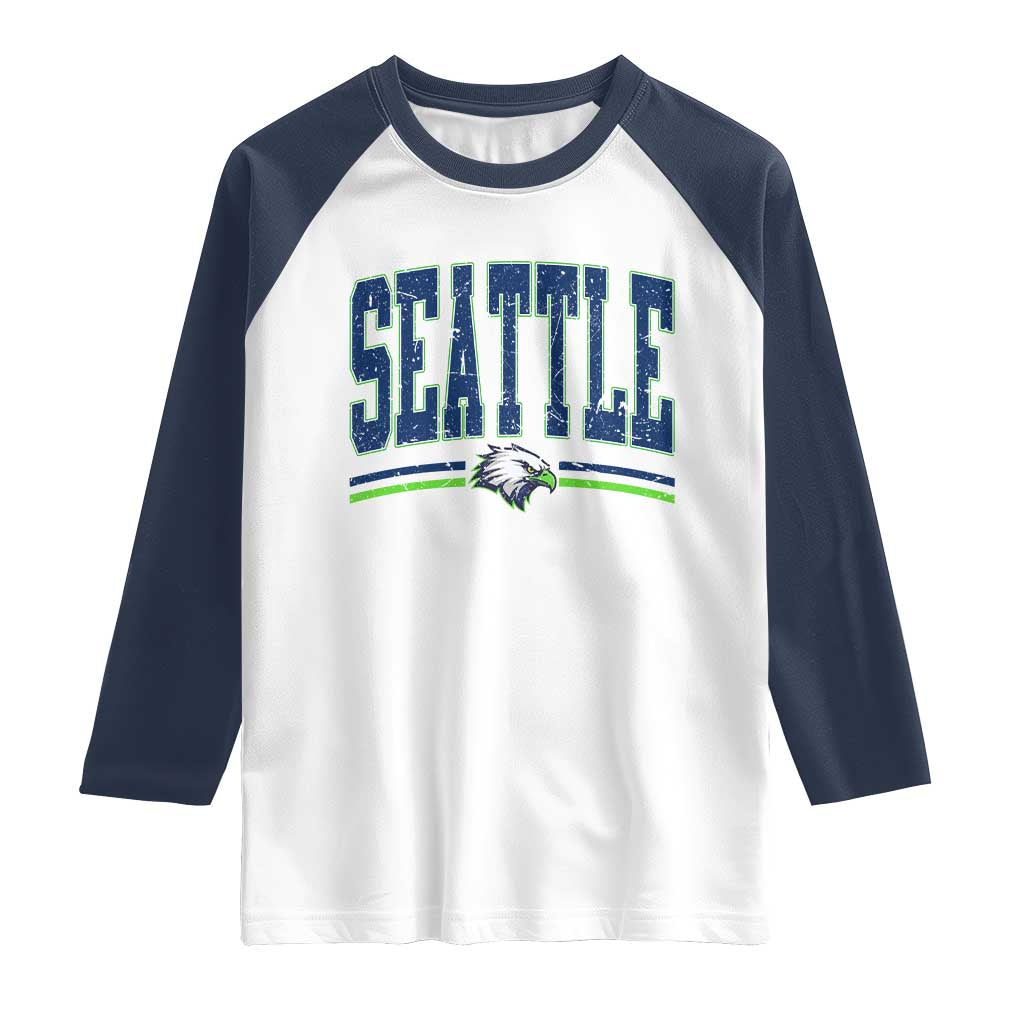 Seattle City Pride Raglan Shirt Vintage Game Day Sports Fan Style TS02 White Navy Print Your Wear