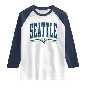 Seattle City Pride Raglan Shirt Vintage Game Day Sports Fan Style TS02 White Navy Print Your Wear