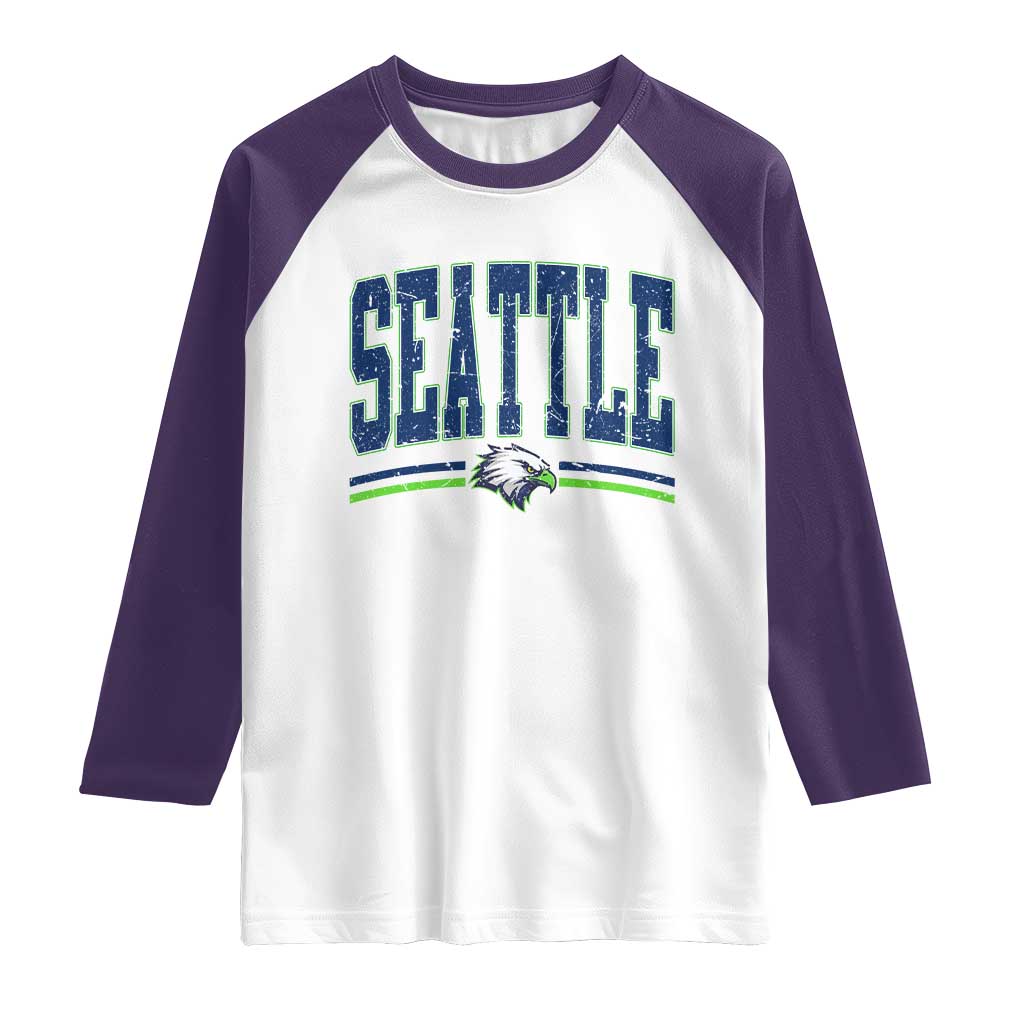 Seattle City Pride Raglan Shirt Vintage Game Day Sports Fan Style TS02 White Purple Print Your Wear
