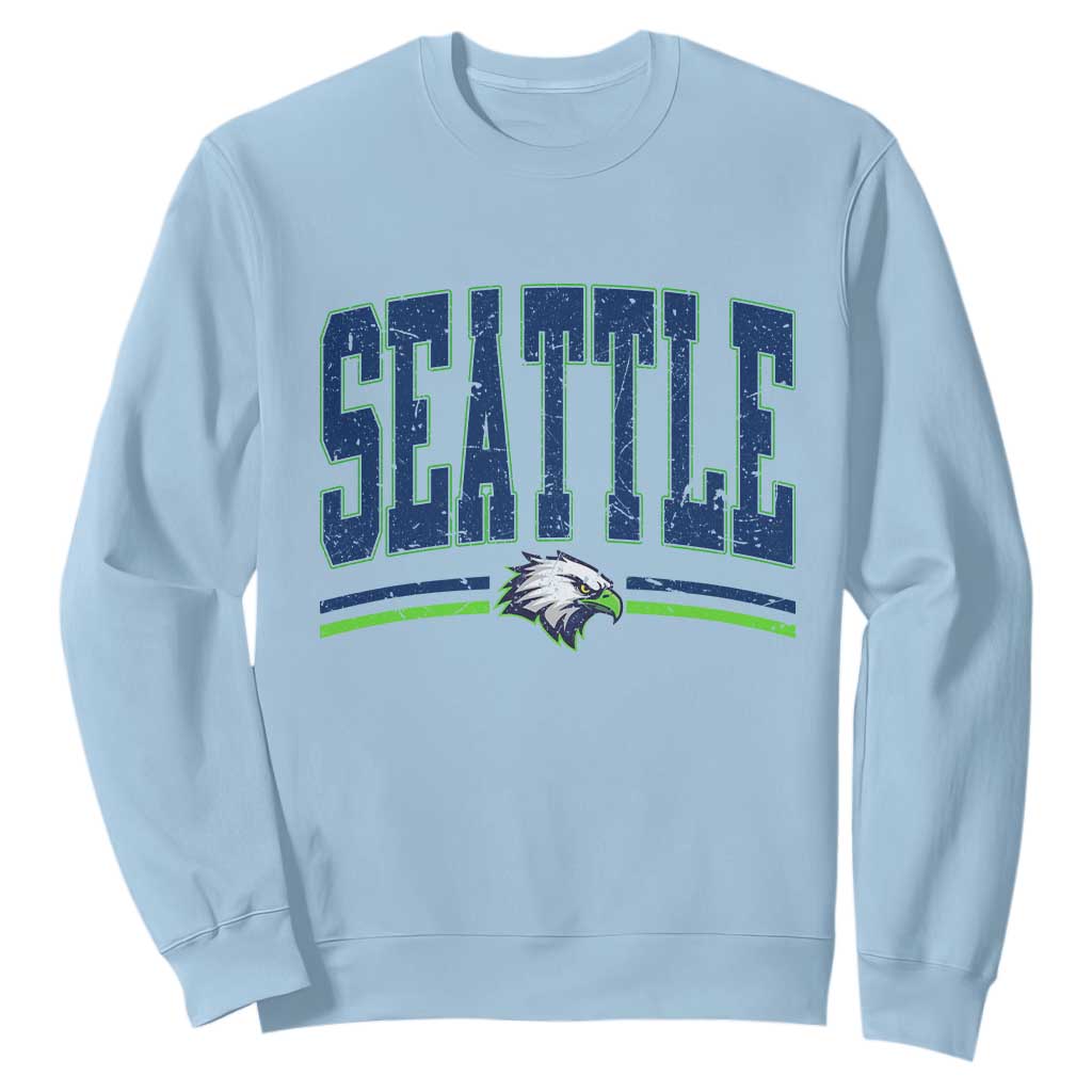 Seattle City Pride Sweatshirt Vintage Game Day Sports Fan Style TS02 Light Blue Print Your Wear