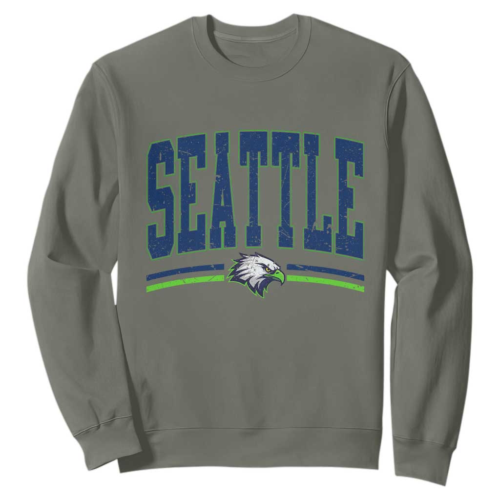 Seattle City Pride Sweatshirt Vintage Game Day Sports Fan Style TS02 Military Green Print Your Wear