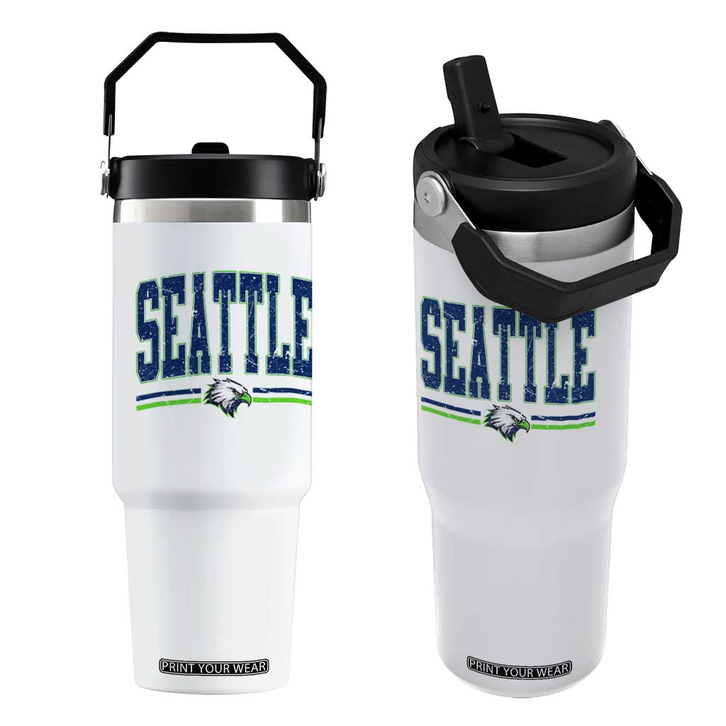 Seattle City Pride Flip Straw Tumbler Vintage Game Day Sports Fan Style TS02 One Size: 30 oz White Print Your Wear