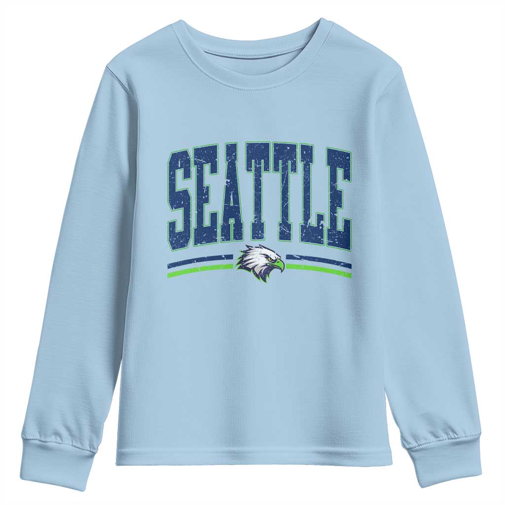 Seattle City Pride Youth Sweatshirt Vintage Game Day Sports Fan Style TS02 Light Blue Print Your Wear