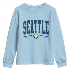 Seattle City Pride Youth Sweatshirt Vintage Game Day Sports Fan Style TS02 Light Blue Print Your Wear