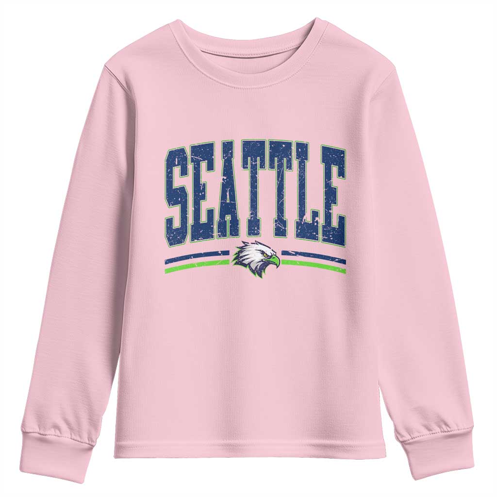 Seattle City Pride Youth Sweatshirt Vintage Game Day Sports Fan Style TS02 Light Pink Print Your Wear