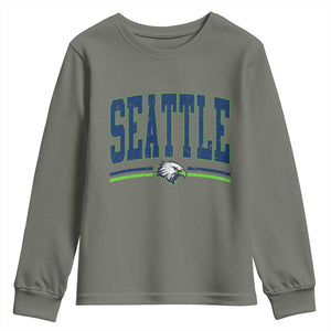 Seattle City Pride Youth Sweatshirt Vintage Game Day Sports Fan Style TS02 Military Green Print Your Wear