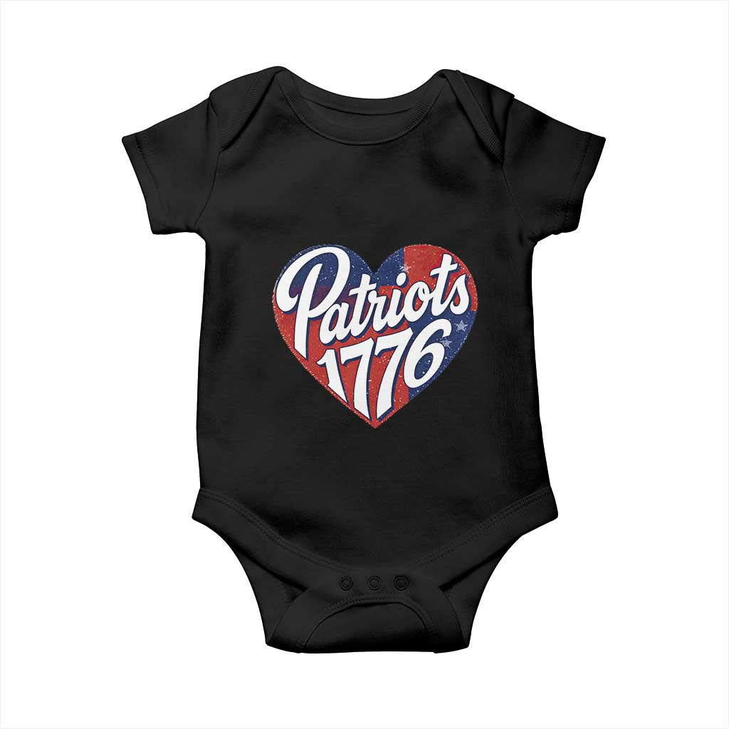 Patriots 1776 Red and Blue Heart Baby Onesie Classic Patriotic Sports Fan Style TS02 Black Print Your Wear