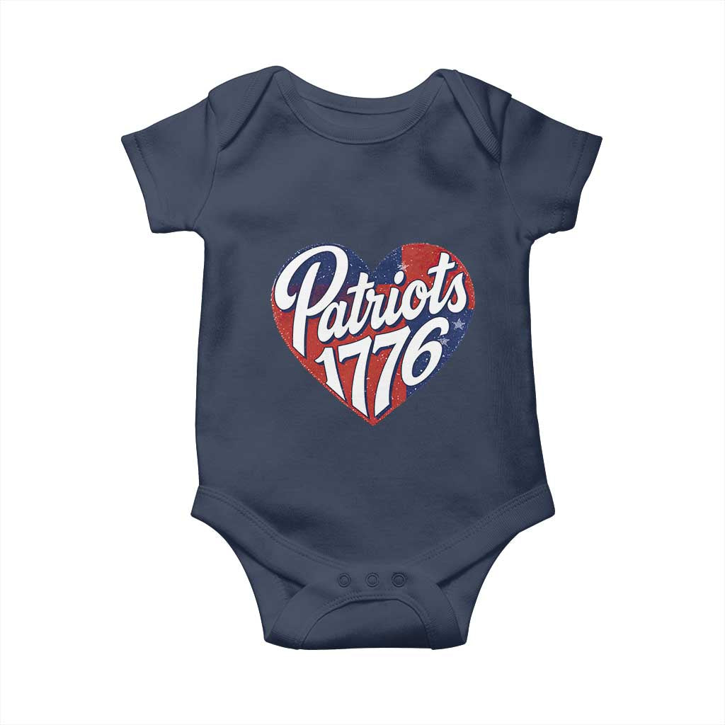 Patriots 1776 Red and Blue Heart Baby Onesie Classic Patriotic Sports Fan Style TS02 Navy Print Your Wear