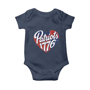 Patriots 1776 Red and Blue Heart Baby Onesie Classic Patriotic Sports Fan Style TS02 Navy Print Your Wear
