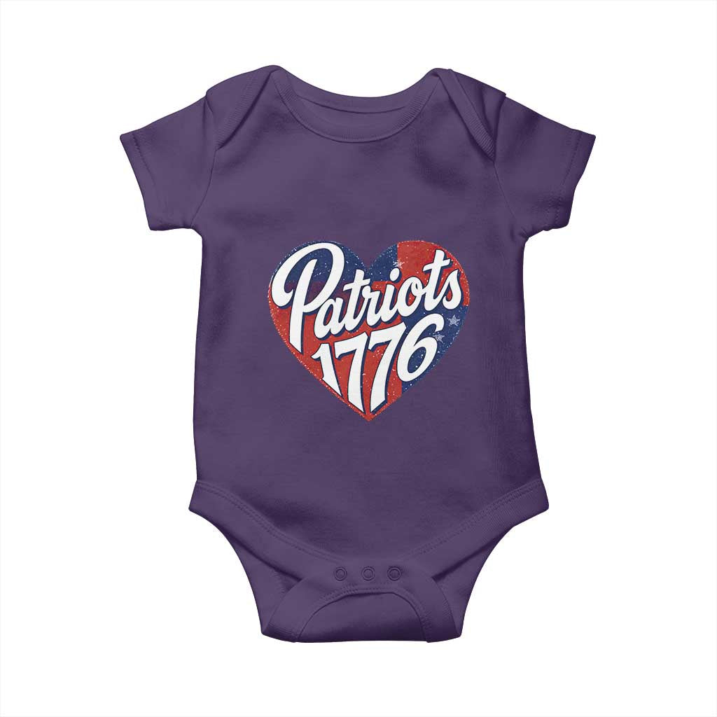 Patriots 1776 Red and Blue Heart Baby Onesie Classic Patriotic Sports Fan Style TS02 Purple Print Your Wear