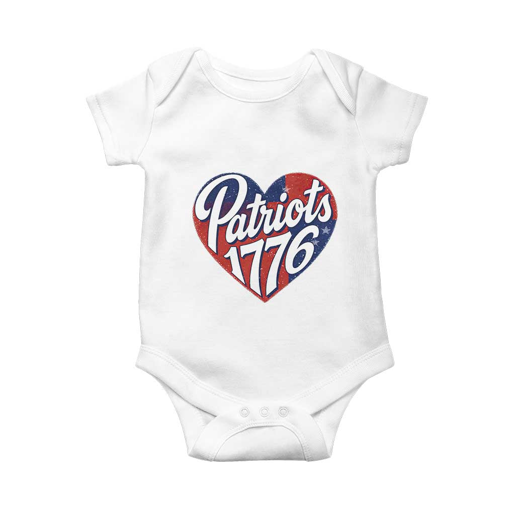 Patriots 1776 Red and Blue Heart Baby Onesie Classic Patriotic Sports Fan Style TS02 White Print Your Wear