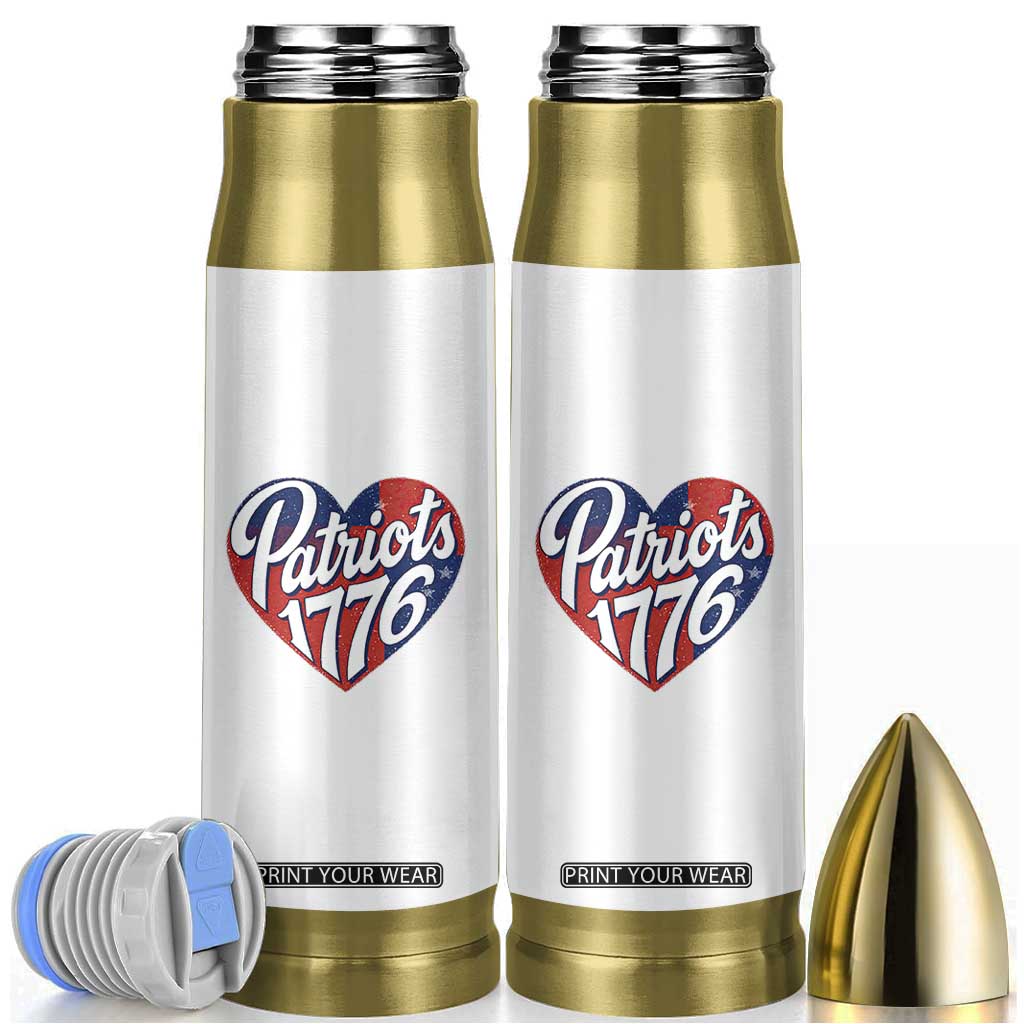 Patriots 1776 Red and Blue Heart Bullet Tumbler Classic Patriotic Sports Fan Style TS02 White Print Your Wear