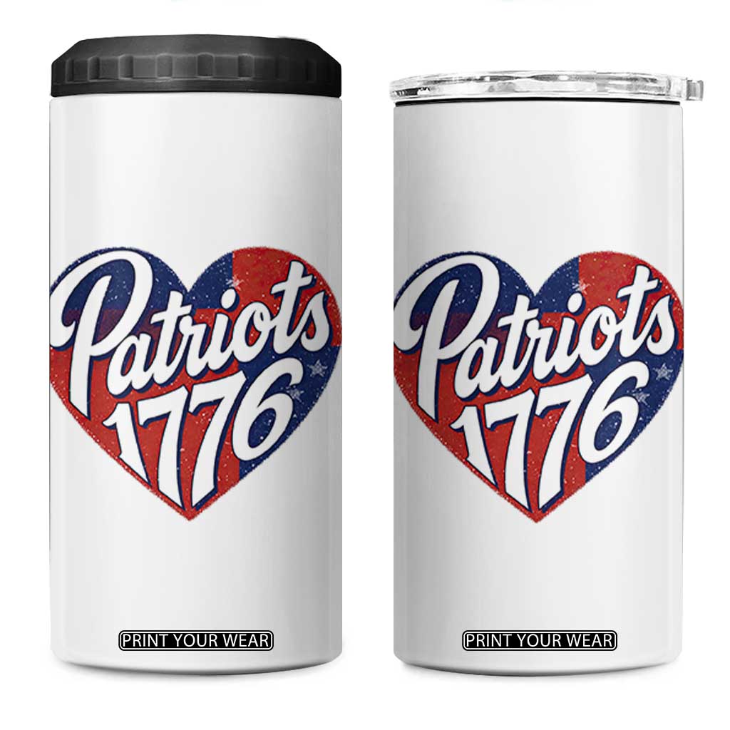 Patriots 1776 Red and Blue Heart 4 in 1 Can Cooler Tumbler Classic Patriotic Sports Fan Style TS02 One Size: 16 oz White Print Your Wear