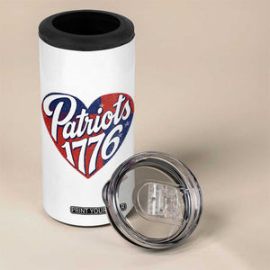 Patriots 1776 Red and Blue Heart 4 in 1 Can Cooler Tumbler Classic Patriotic Sports Fan Style TS02 Print Your Wear