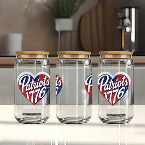 Patriots 1776 Red and Blue Heart Glass Can Classic Patriotic Sports Fan Style TS02 Print Your Wear