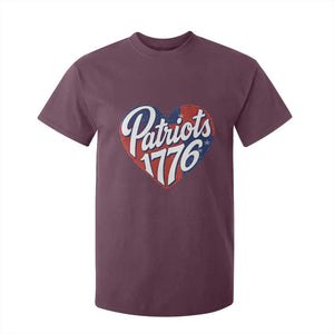 Patriots 1776 Red and Blue Heart T Shirt For Kid Classic Patriotic Sports Fan Style TS02 Maroon Print Your Wear