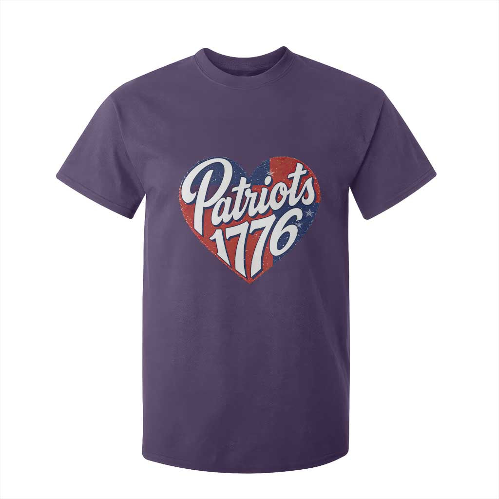 Patriots 1776 Red and Blue Heart T Shirt For Kid Classic Patriotic Sports Fan Style TS02 Purple Print Your Wear
