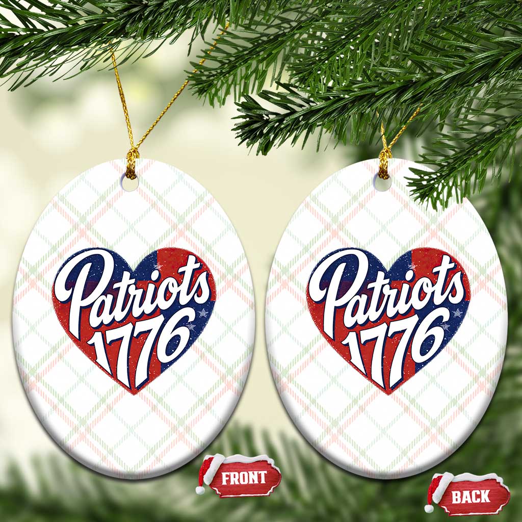 Patriots 1776 Red and Blue Heart Ceramic Ornament Classic Patriotic Sports Fan Style TS02 Print Your Wear