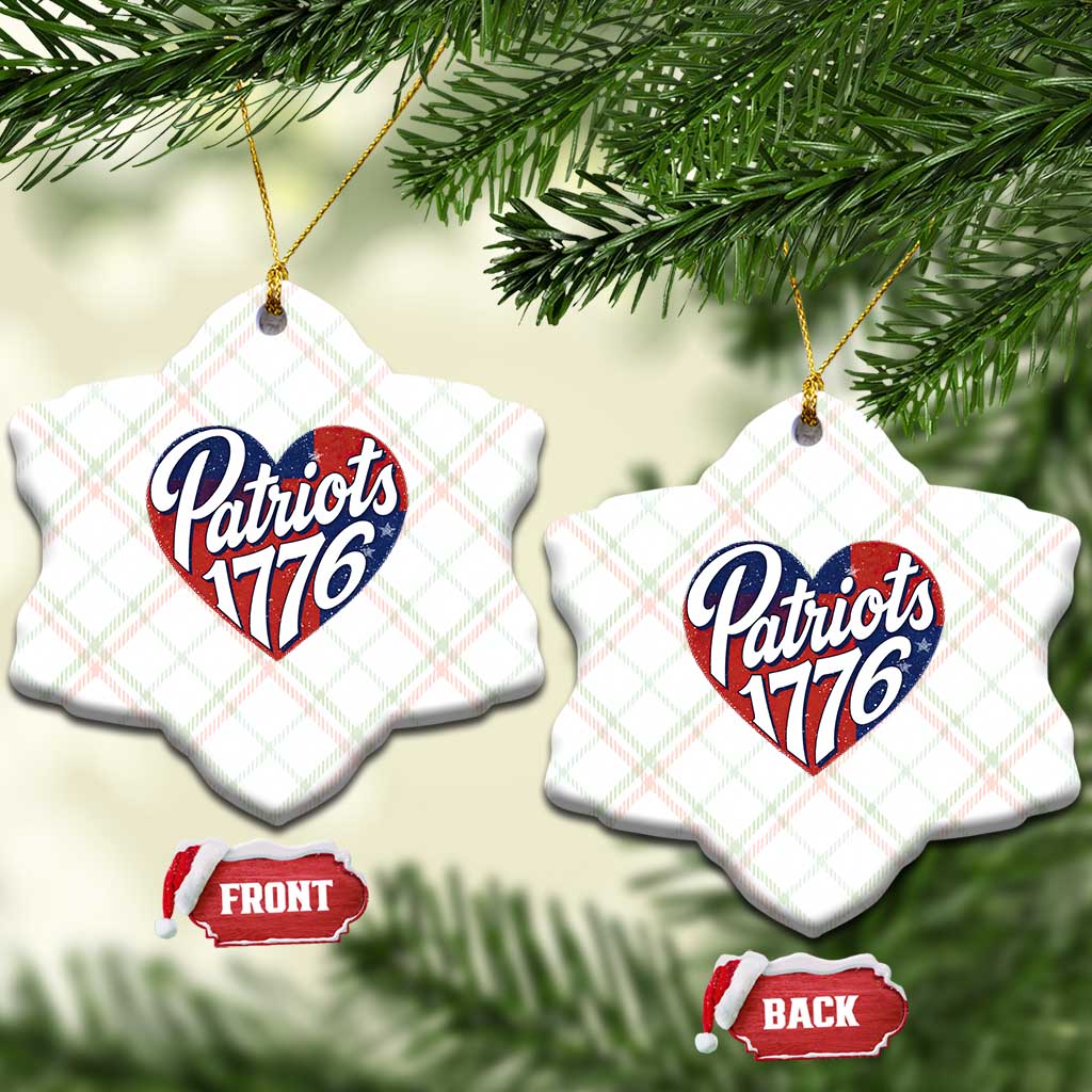 Patriots 1776 Red and Blue Heart Ceramic Ornament Classic Patriotic Sports Fan Style TS02 Print Your Wear