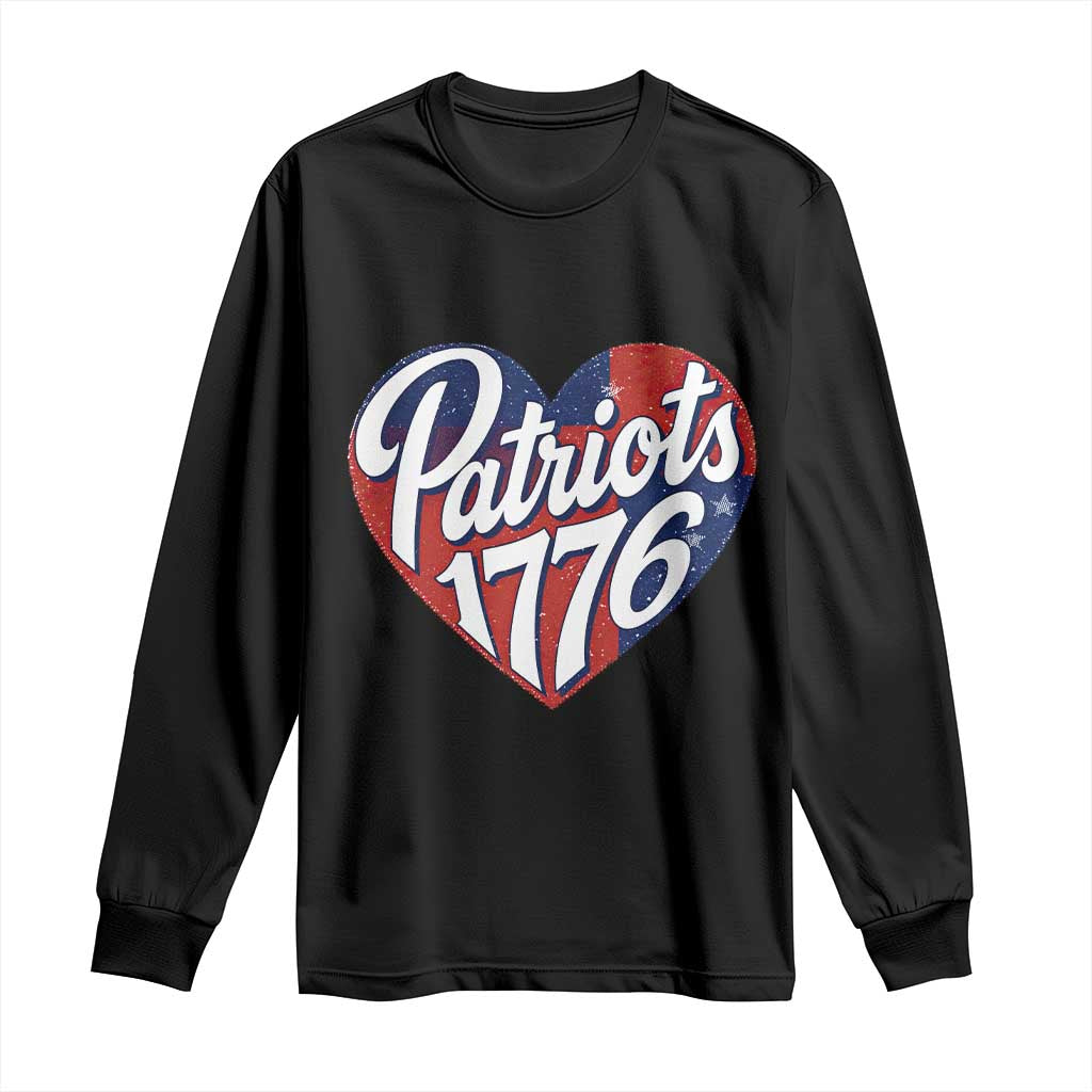 Patriots 1776 Red and Blue Heart Long Sleeve Shirt Classic Patriotic Sports Fan Style TS02 Black Print Your Wear