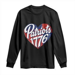 Patriots 1776 Red and Blue Heart Long Sleeve Shirt Classic Patriotic Sports Fan Style TS02 Black Print Your Wear