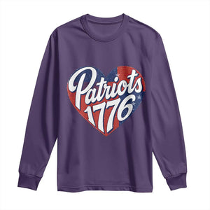 Patriots 1776 Red and Blue Heart Long Sleeve Shirt Classic Patriotic Sports Fan Style TS02 Purple Print Your Wear