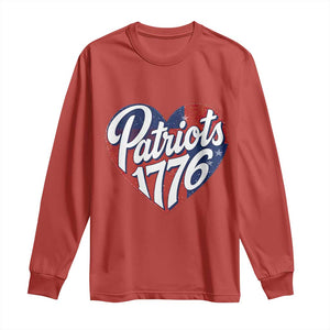 Patriots 1776 Red and Blue Heart Long Sleeve Shirt Classic Patriotic Sports Fan Style TS02 Red Print Your Wear