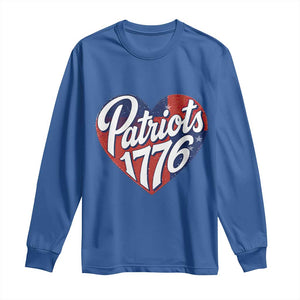 Patriots 1776 Red and Blue Heart Long Sleeve Shirt Classic Patriotic Sports Fan Style TS02 Royal Blue Print Your Wear